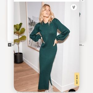 Lulu’s Rhapsodize Emerald Green Balloon Sleeve Midi Sweater Dress
